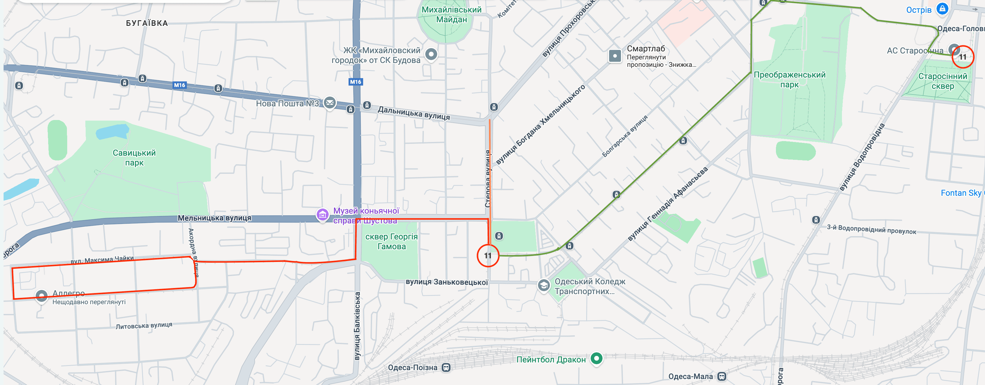 Схема маршрутів